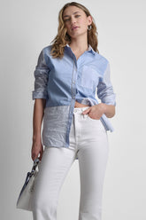 POPLIN CLASSIC FIT SHIRT WITH MIXED STRIPES