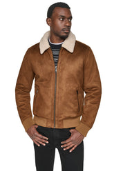FAUX SHEARLING BOMBER JACKET
