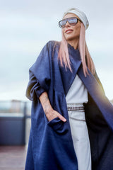 Navy Oversized Knit Coat