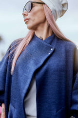 Navy Oversized Knit Coat