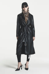 VEGAN LEATHER BELTED TRENCH