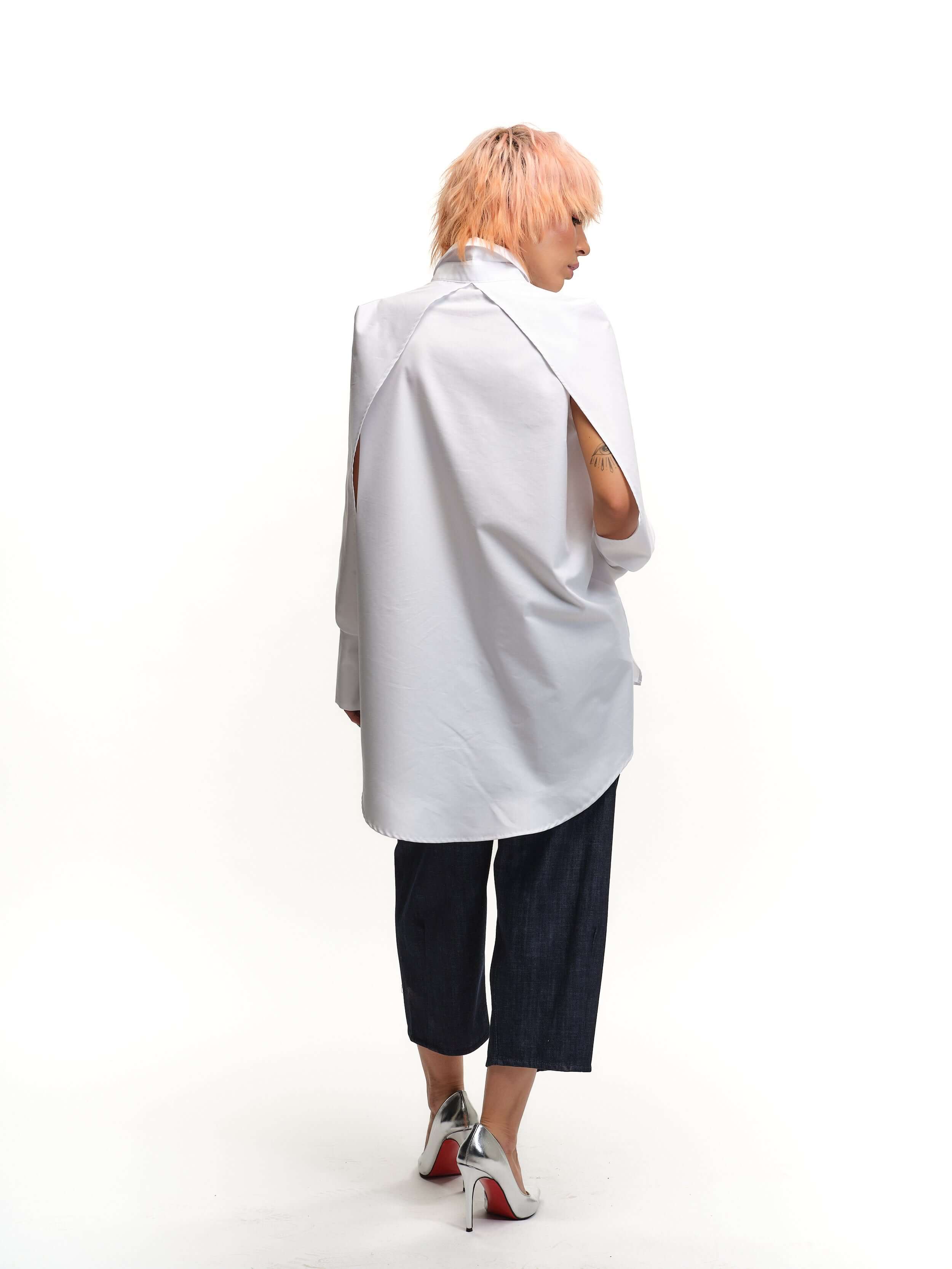 Cape-Effect Button-Down Shirt