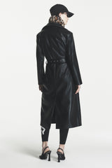 VEGAN LEATHER BELTED TRENCH
