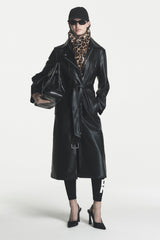 VEGAN LEATHER BELTED TRENCH