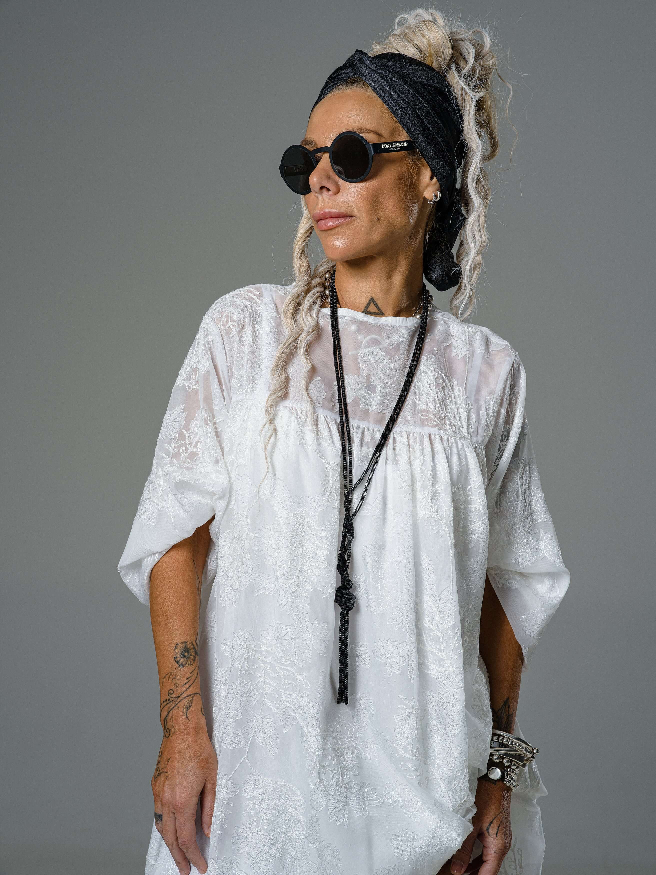 Ivory Sheer Embroidered Maxi Dress