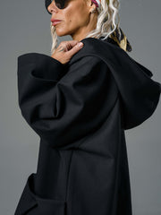 Black Oversized Hooded Jacket