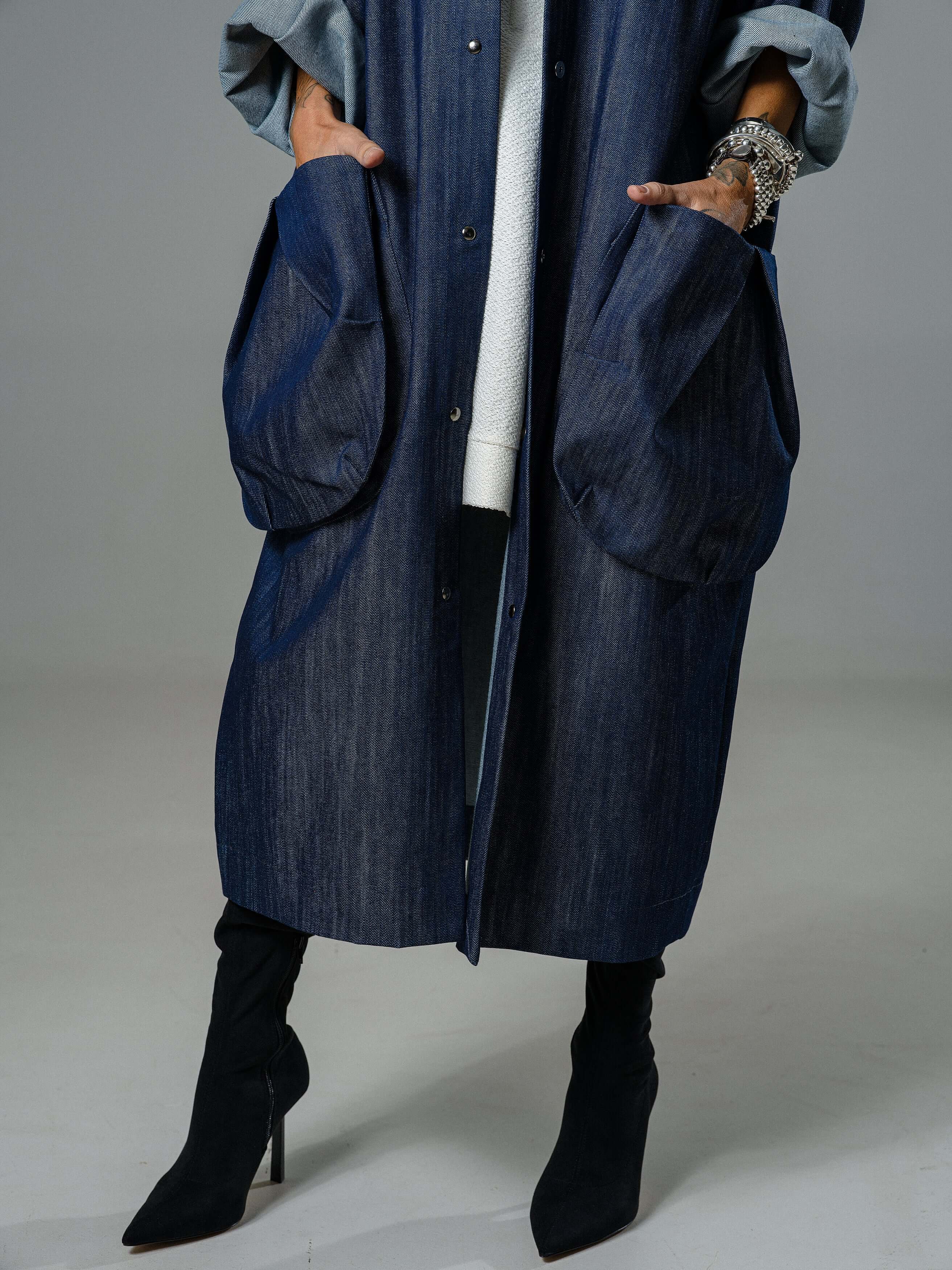 Denim Oversized Hooded Jacket