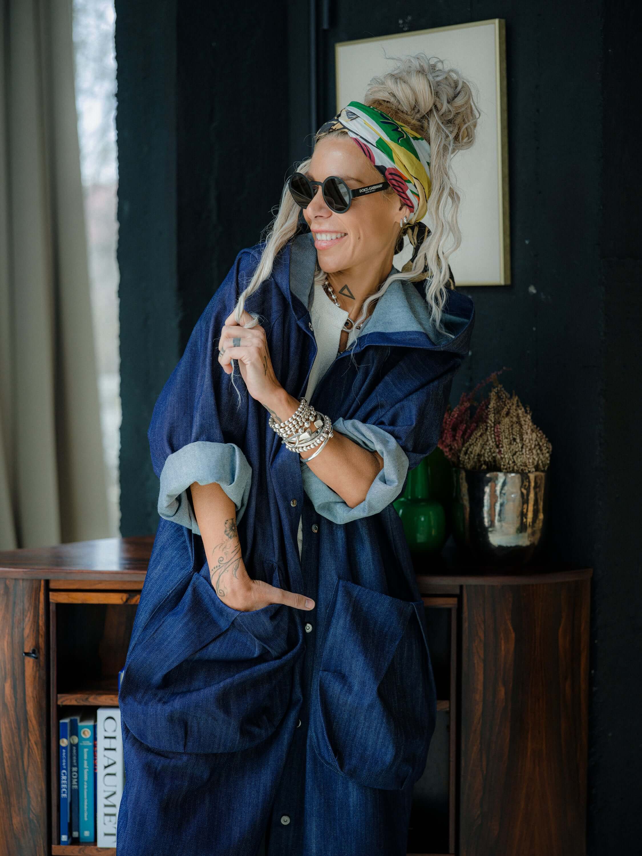 Denim Oversized Hooded Jacket