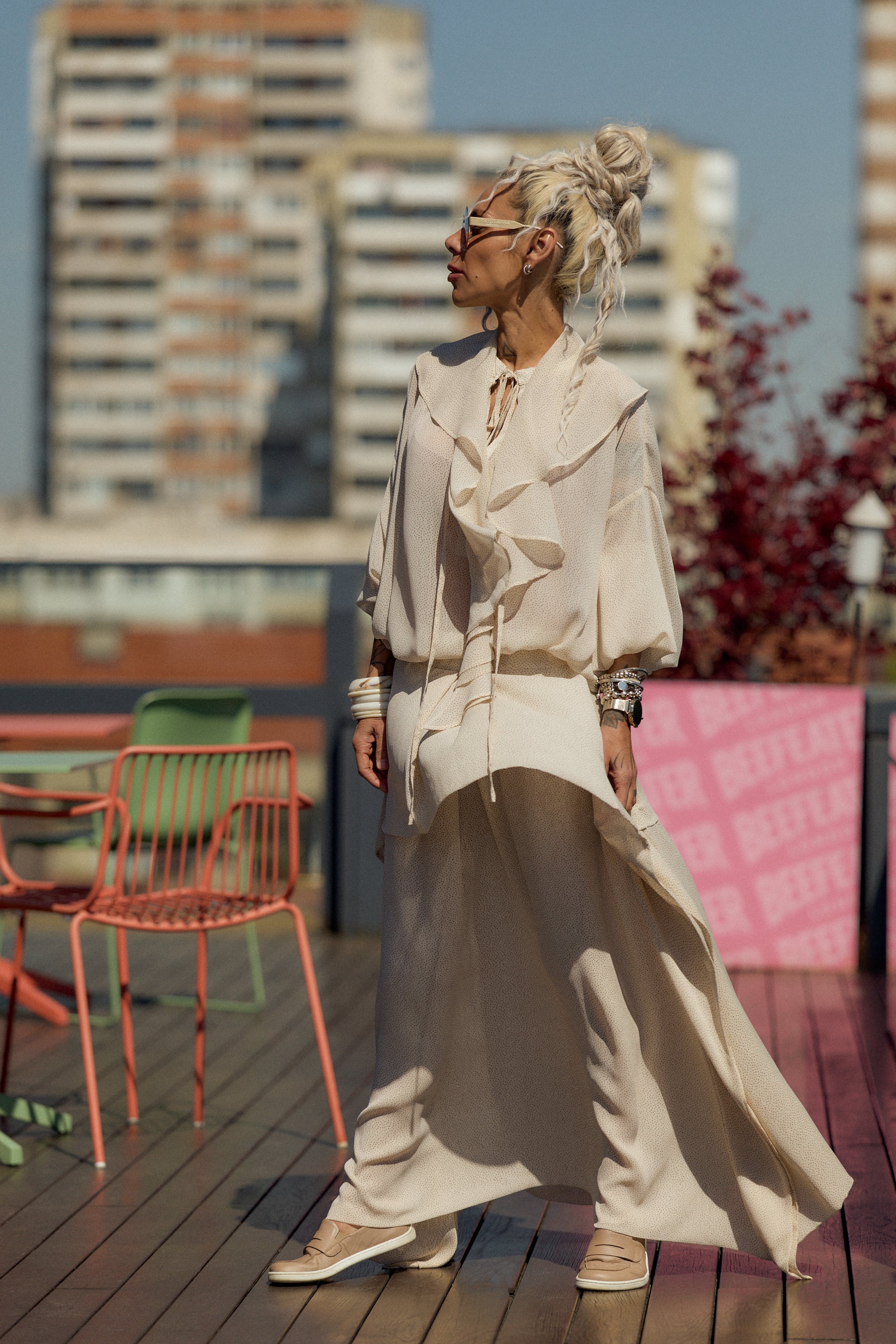 Cream Ruffle Co-Ord Set