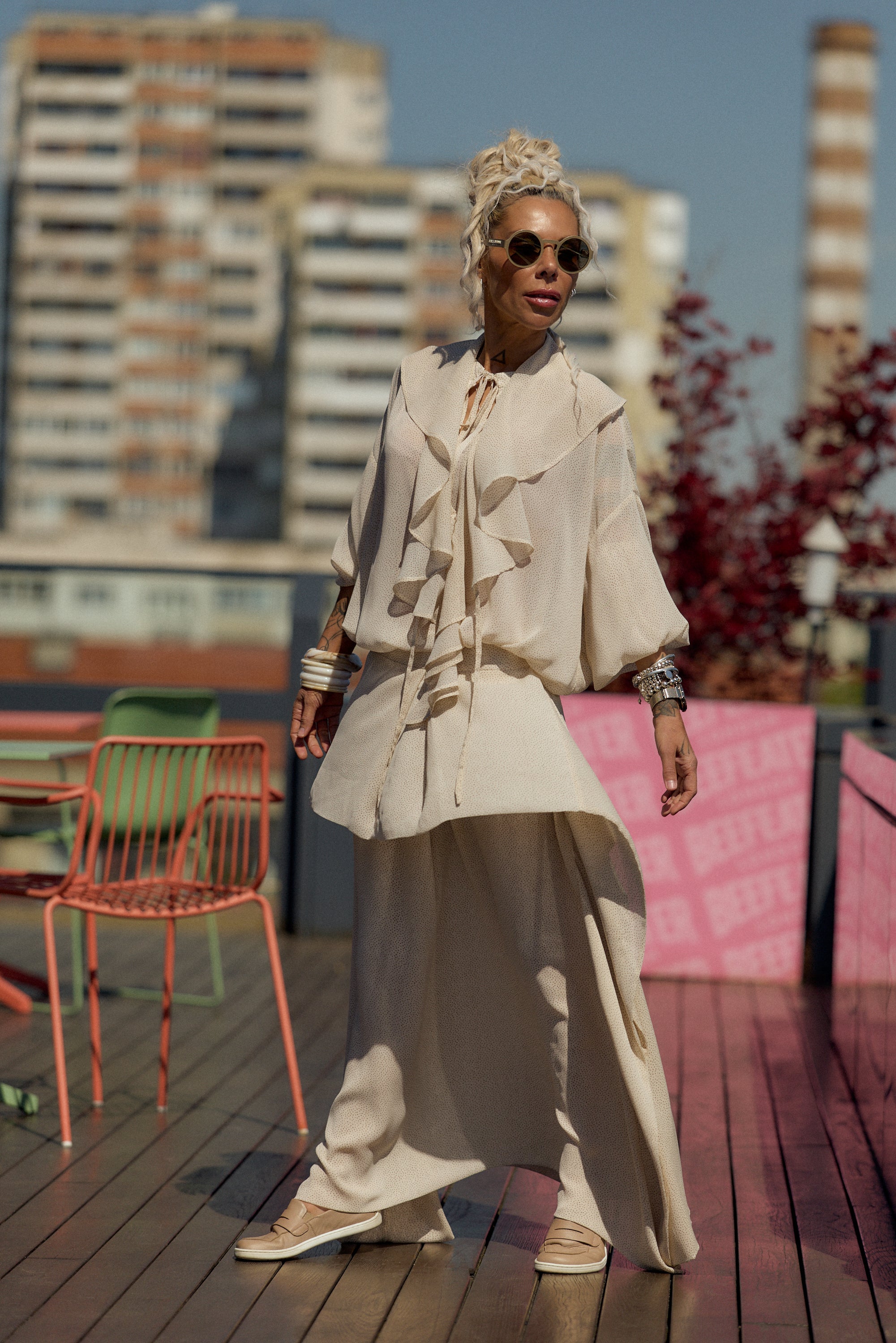 Cream Ruffle Tunic
