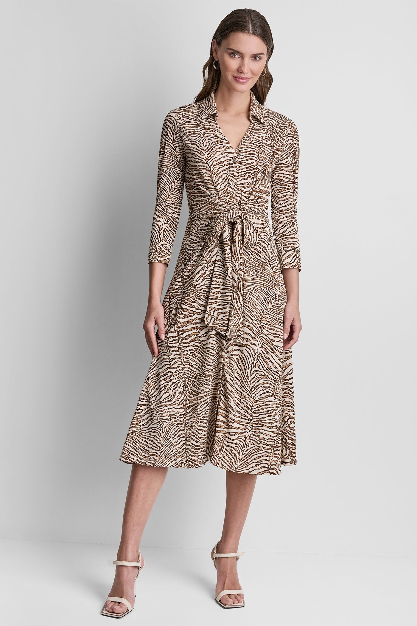 ZEBRA PRINT MIDI SHIRT DRESS