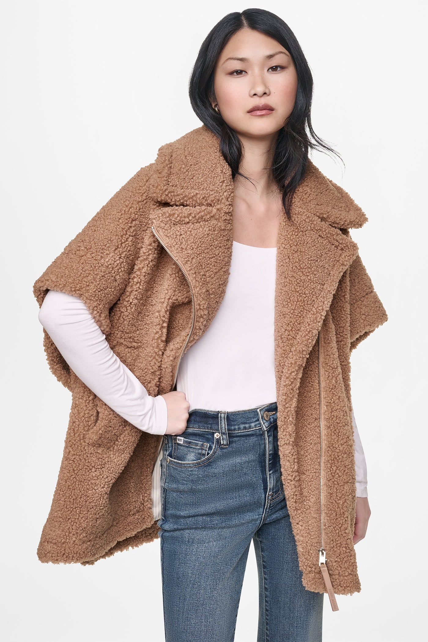 ASYMMETRICAL SHERPA PONCHO
