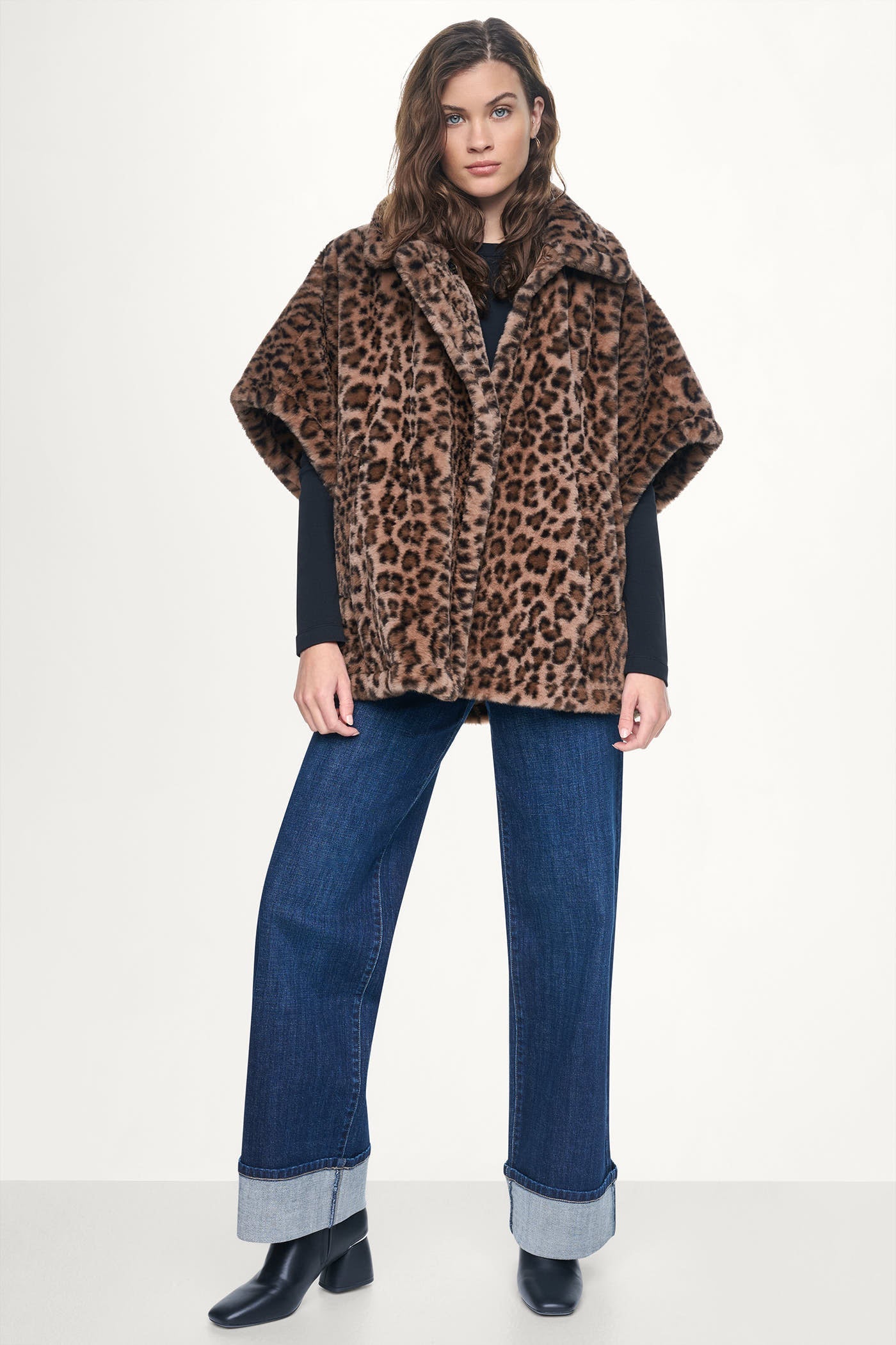 ASYMMETRICAL FAUX FUR PONCHO