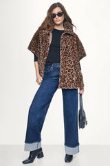 ASYMMETRICAL FAUX FUR PONCHO