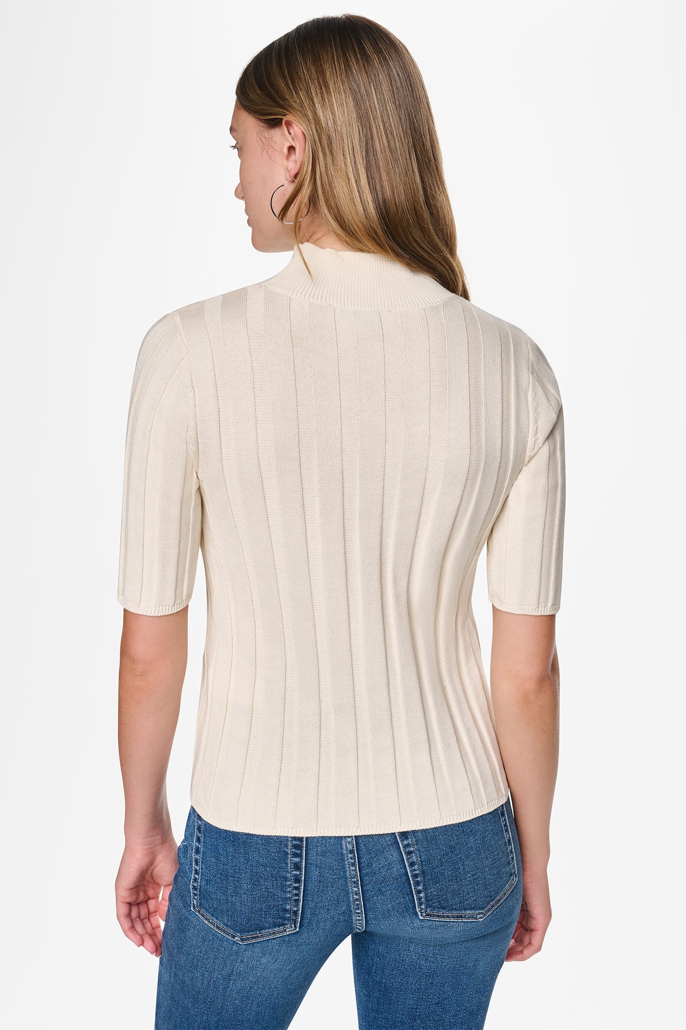 ELBOW SLEEVE WIDE RIB SWEATER