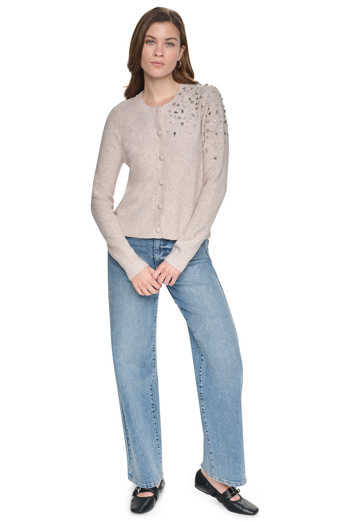 RHINESTONE FRONT CARDIGAN