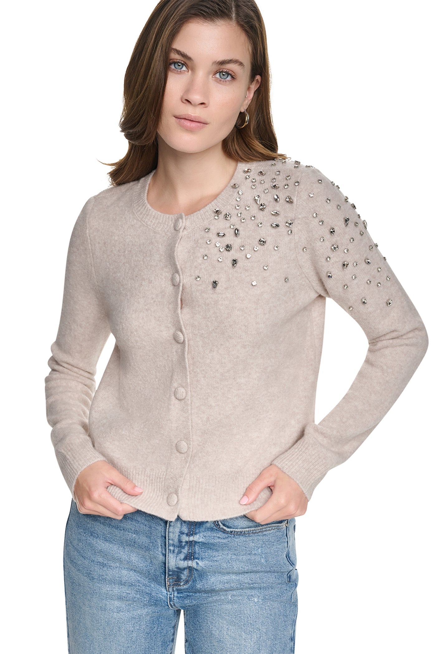 RHINESTONE FRONT CARDIGAN