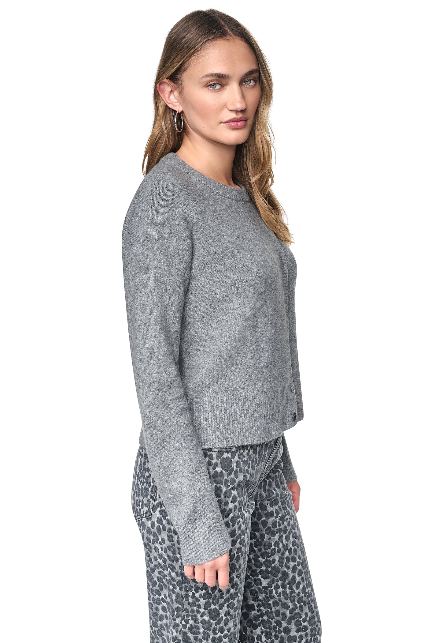 ASSYMETRIC BUTTON HEM CARDIGAN