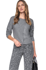 ASSYMETRIC BUTTON HEM CARDIGAN