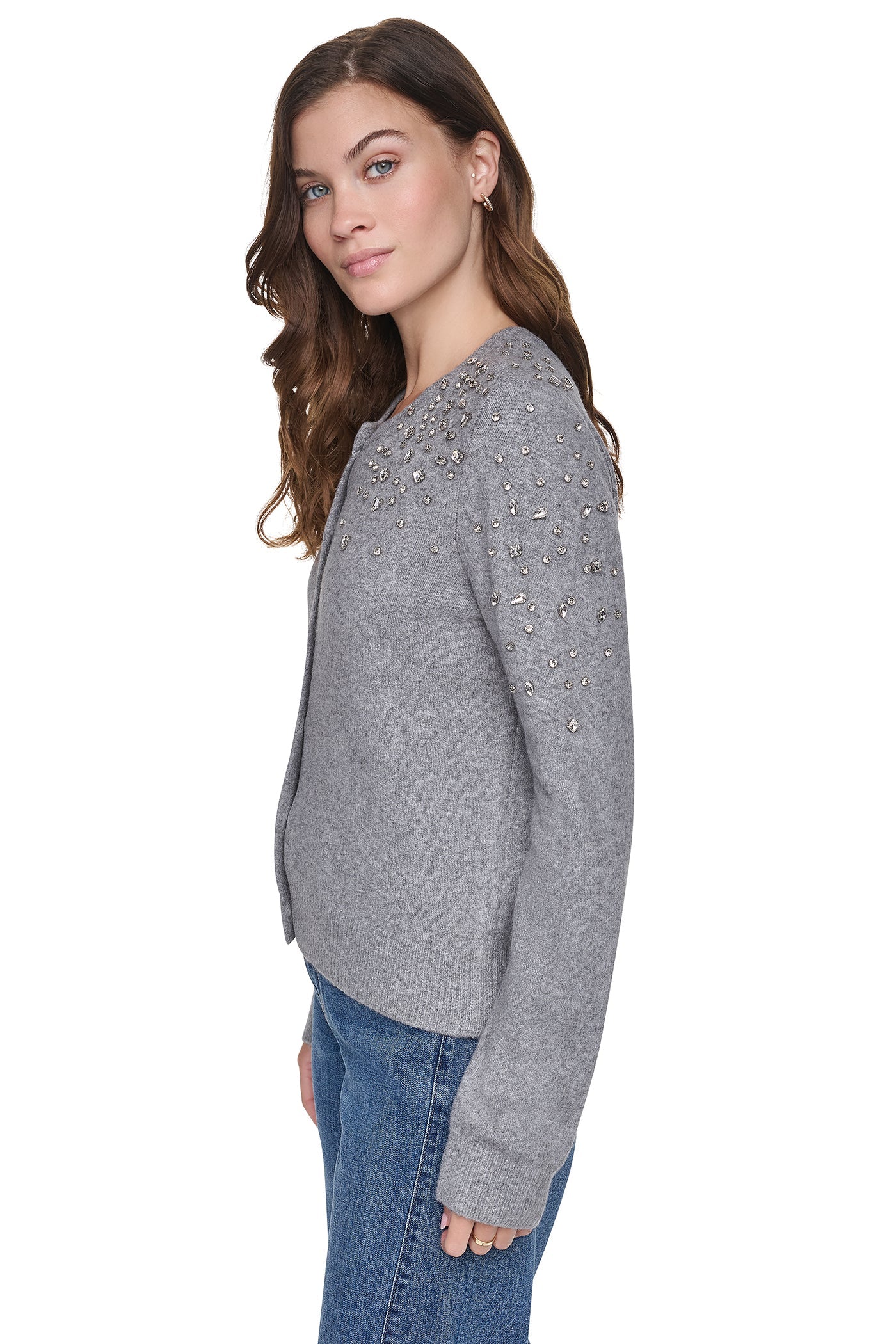 RHINESTONE FRONT CARDIGAN