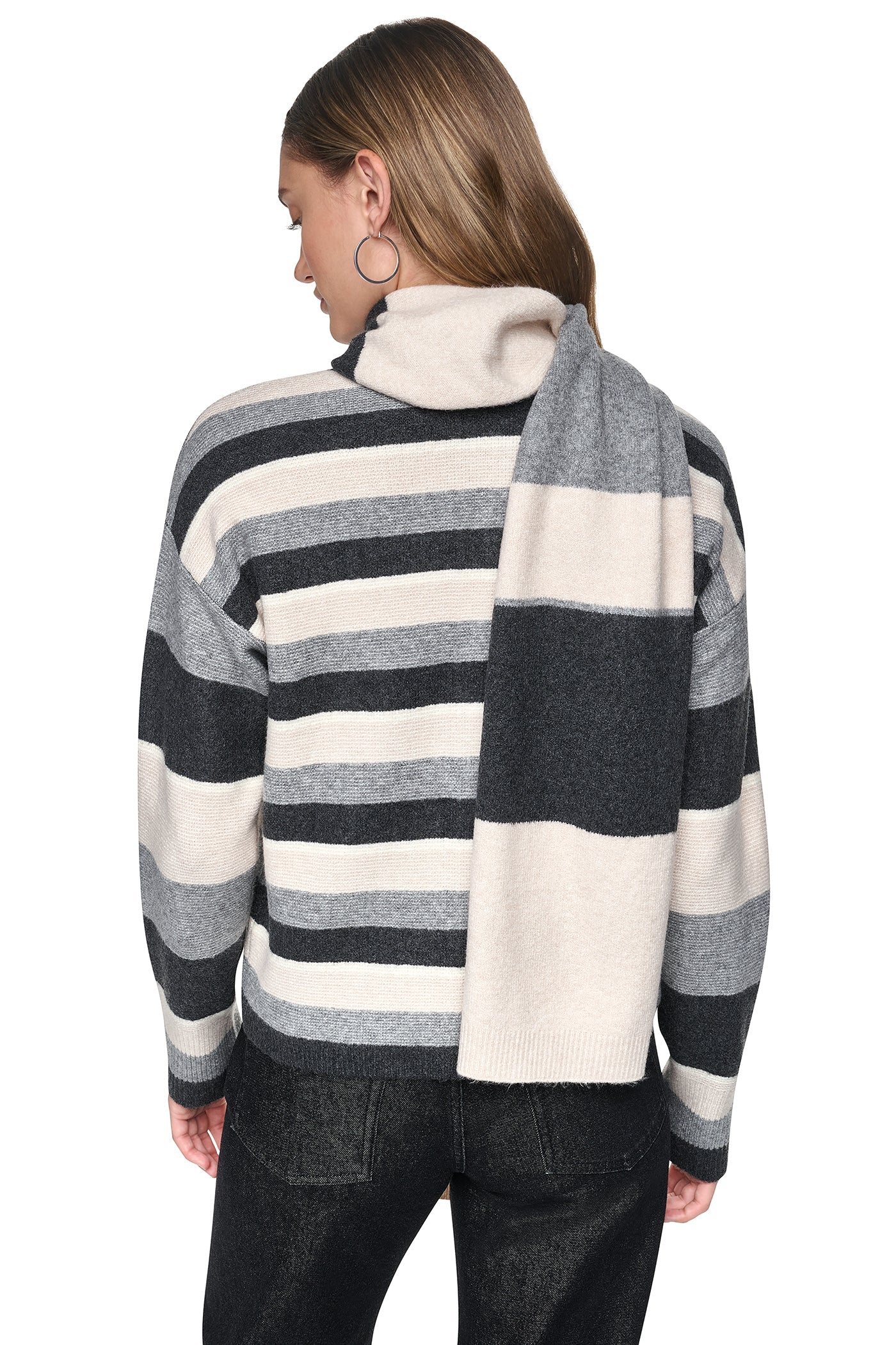 STRIPED SWEATER WITH SCARF