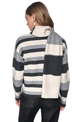 STRIPED SWEATER WITH SCARF
