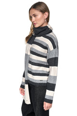 STRIPED SWEATER WITH SCARF