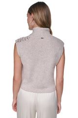 EXTENDED SHOULDER MOCK NECK SWEATER