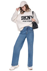 OVERSIZED MOCK NECK LOGO SWEATER