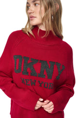 OVERSIZED MOCK NECK LOGO SWEATER