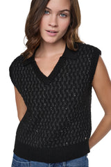 SEQUIN POLO SWEATER VEST