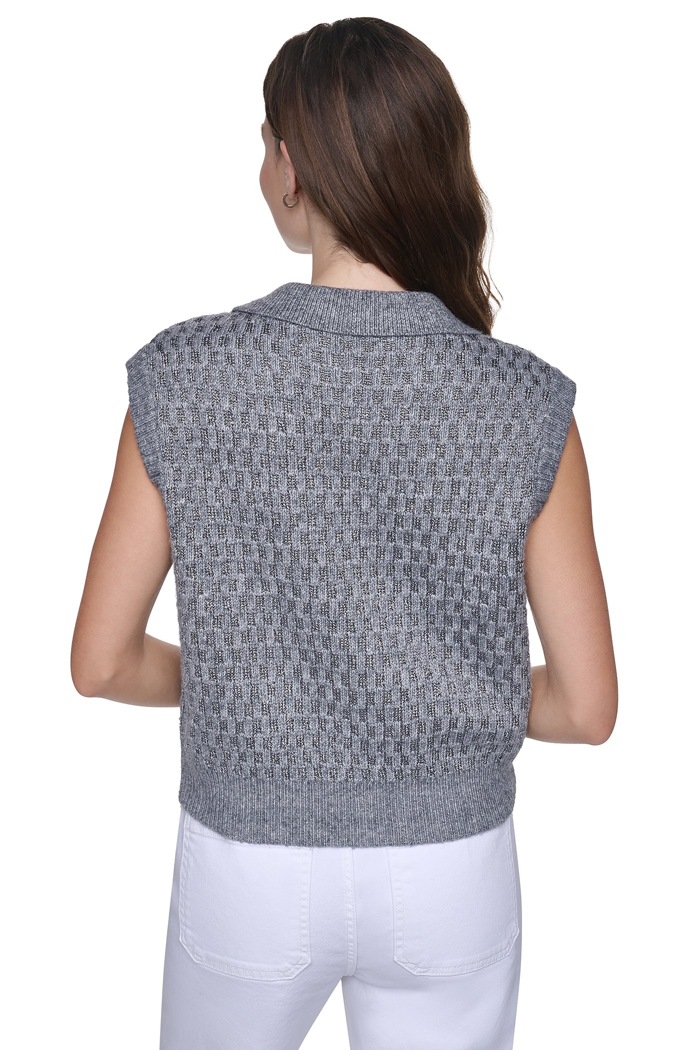 SEQUIN POLO SWEATER VEST