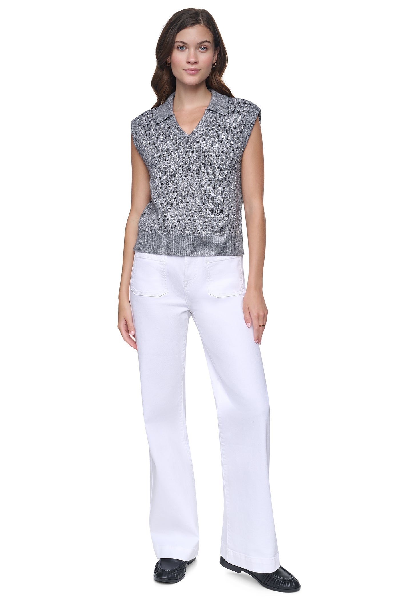 SEQUIN POLO SWEATER VEST
