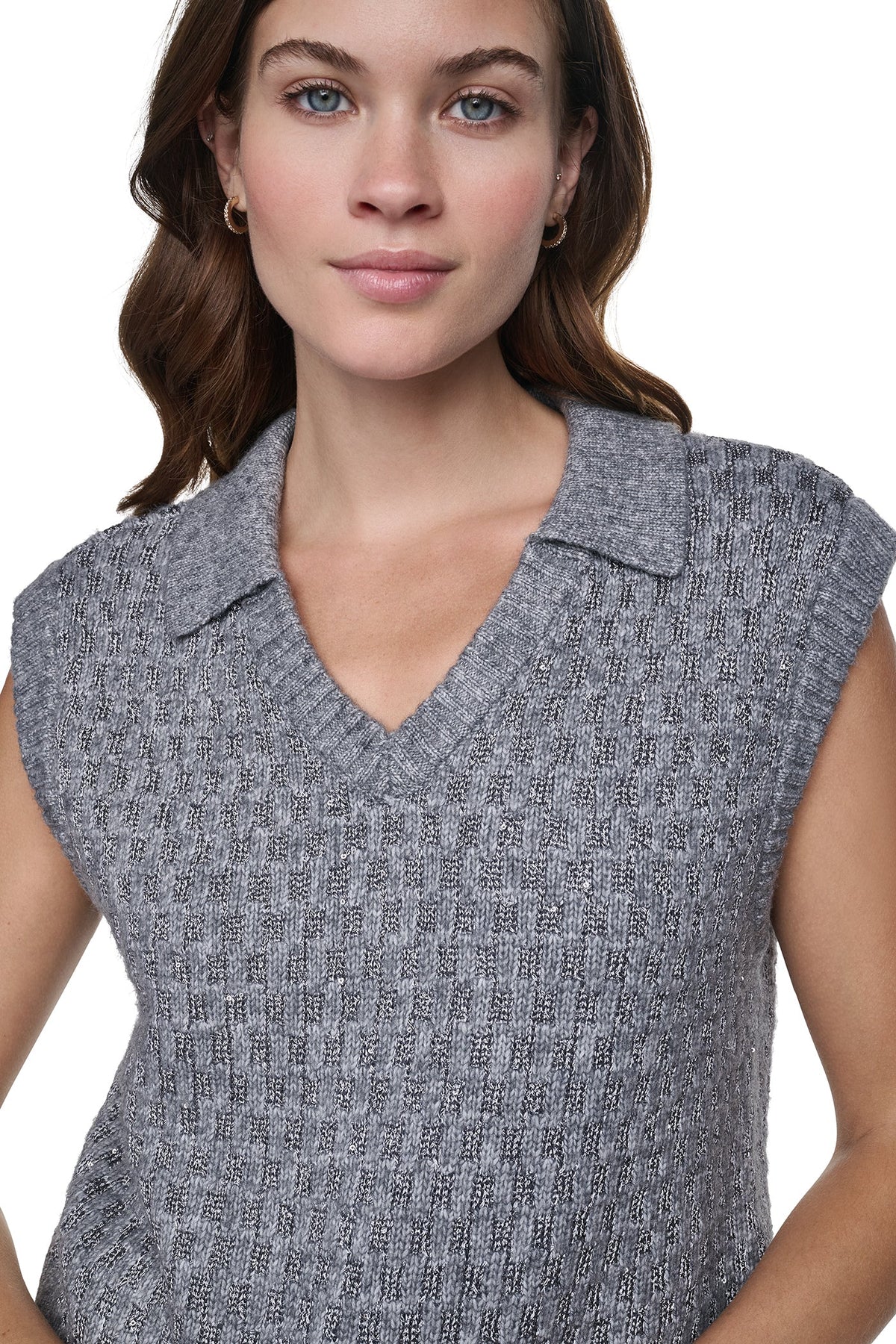 SEQUIN POLO SWEATER VEST