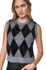 FUZZY ARGYLE SWEATER VEST