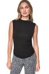 RHINESTONE RUCHED SLEEVELESS TOP