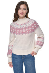 FAIR ISLE MOCK-NECK SWEATER