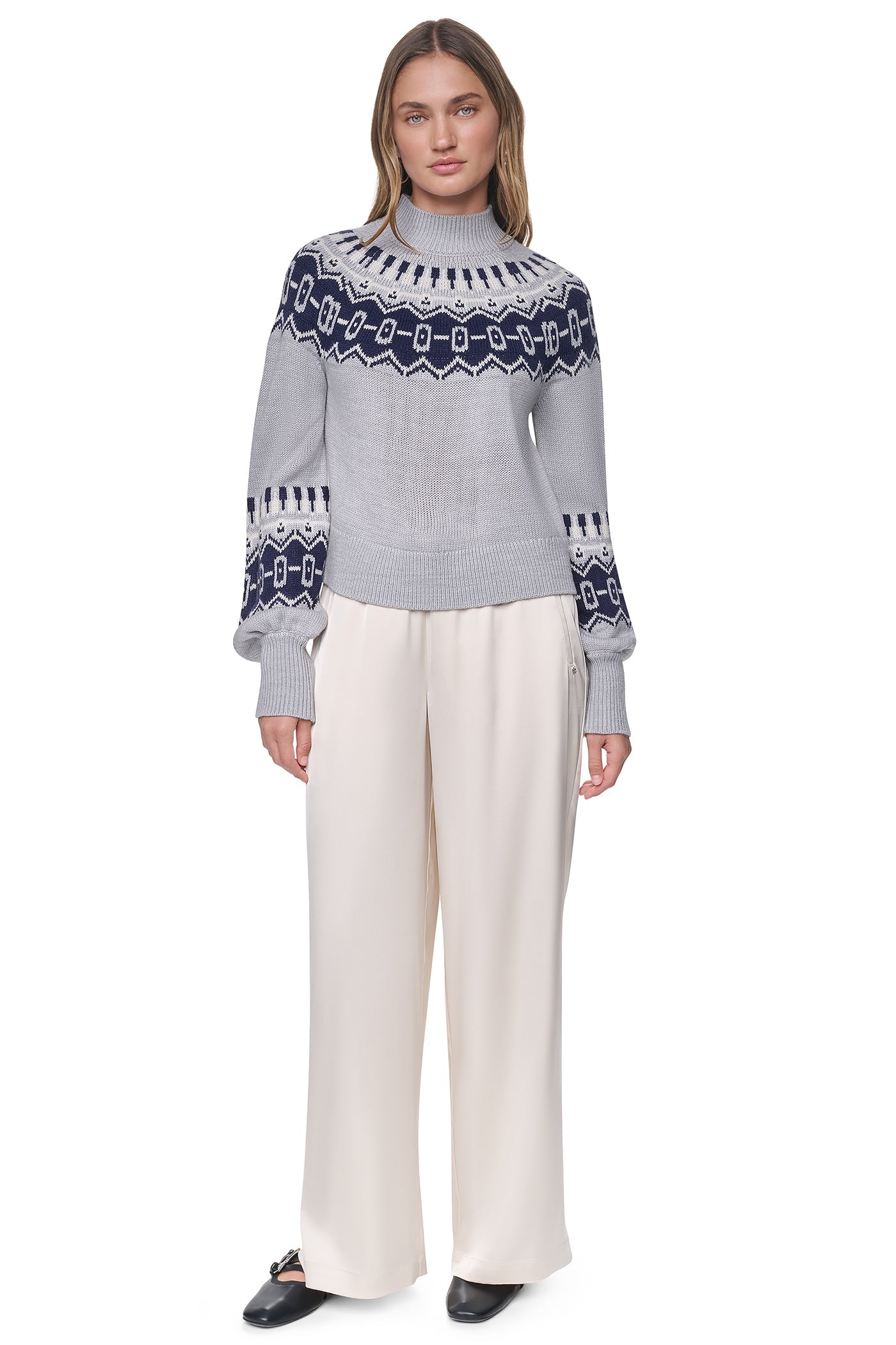 FAIR ISLE MOCK-NECK SWEATER