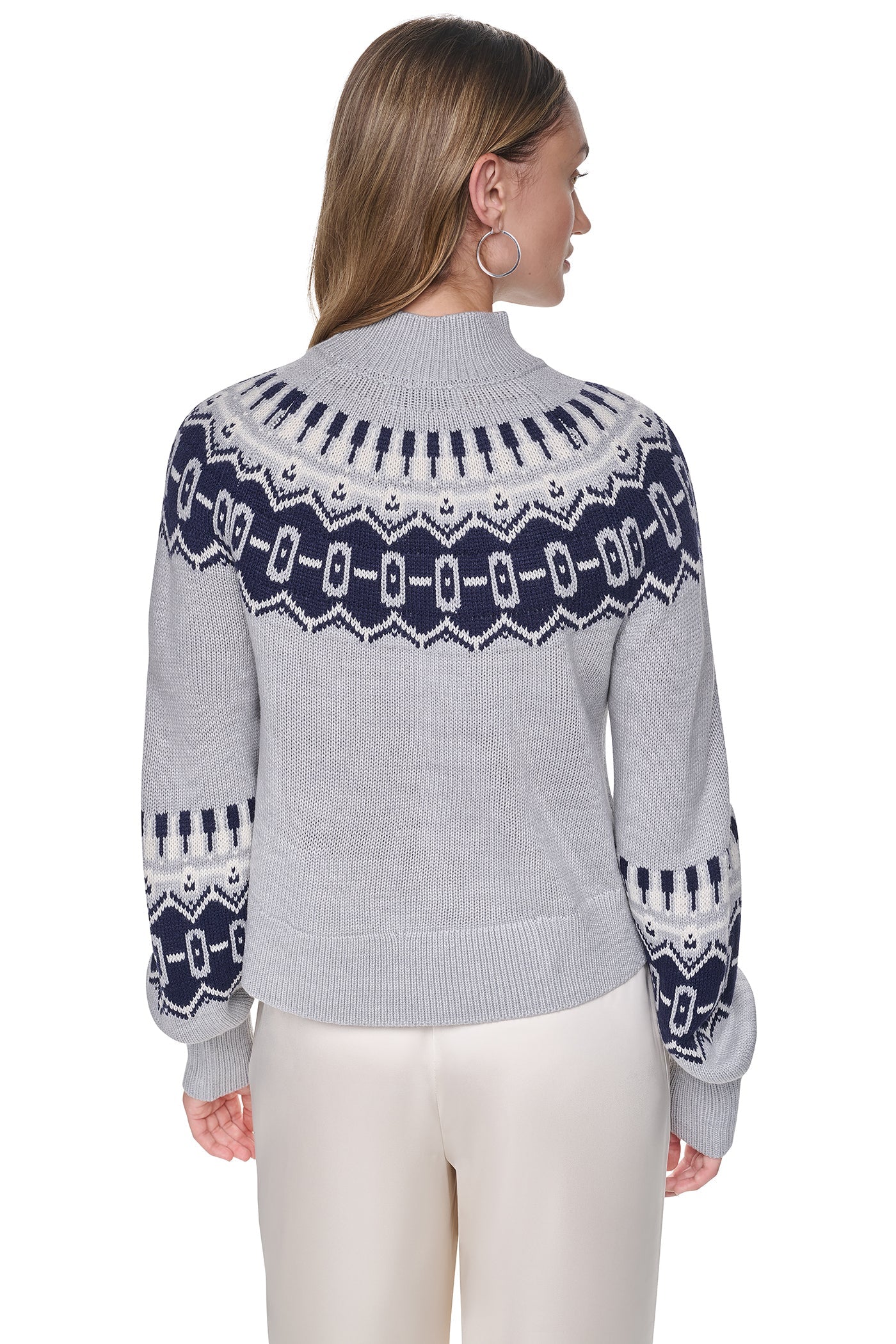 FAIR ISLE MOCK-NECK SWEATER