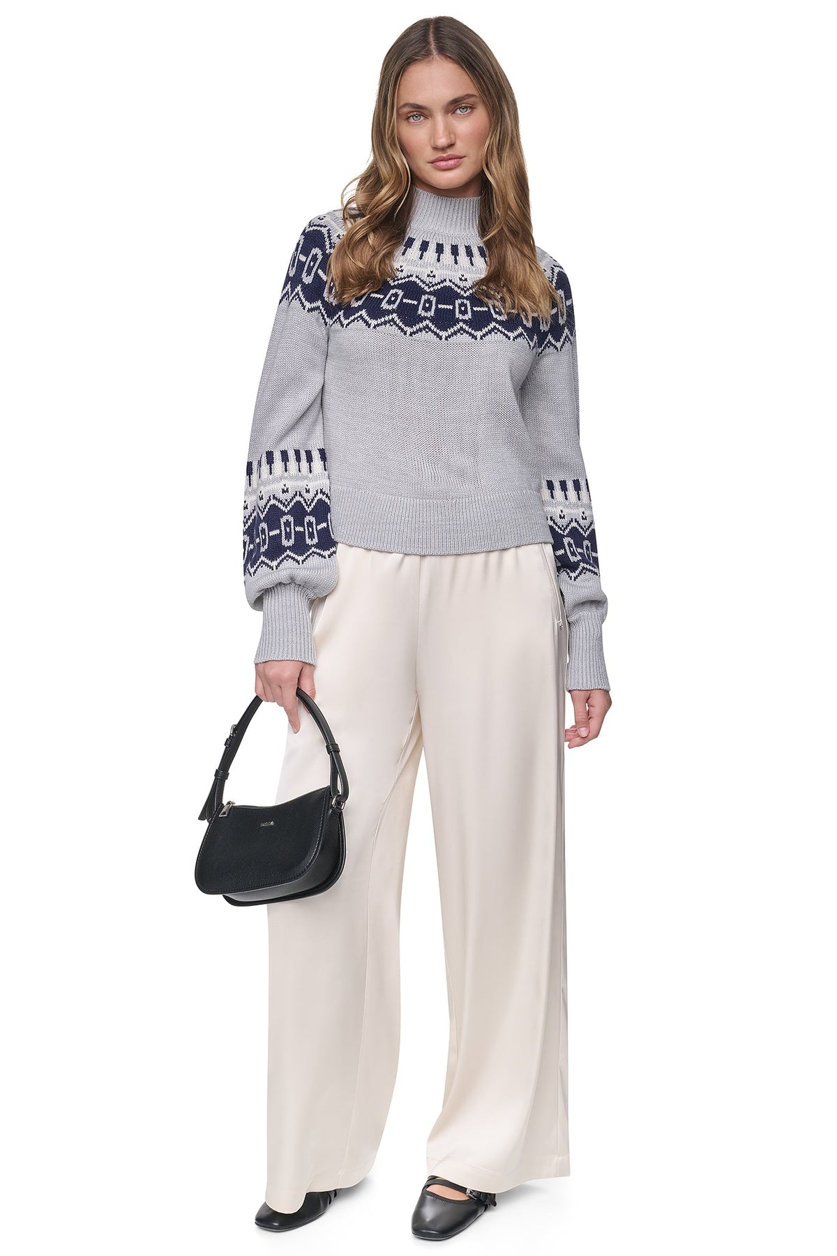 FAIR ISLE MOCK-NECK SWEATER
