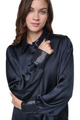 MATTE SATIN PUFF SLEEVE SHIRT