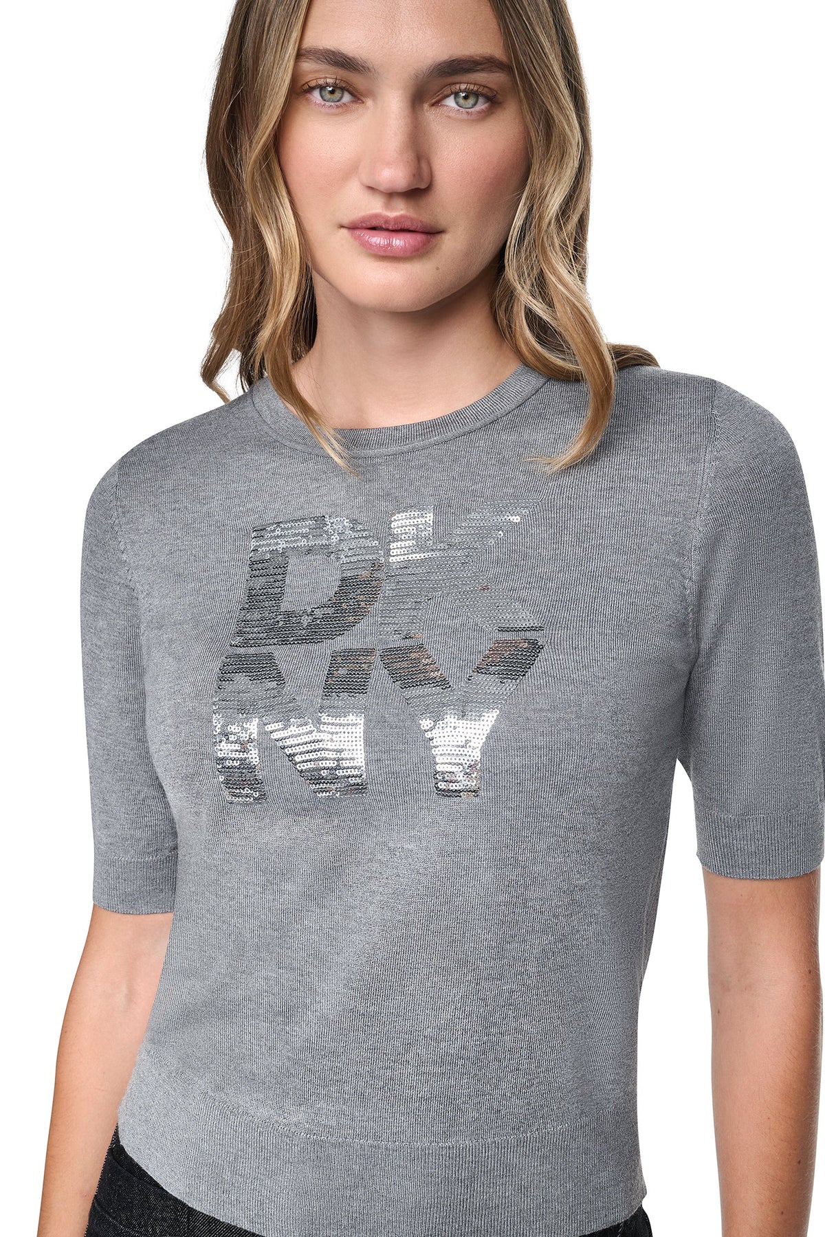 ELBOW SLEEVE SEQUIN LOGO SWEATER