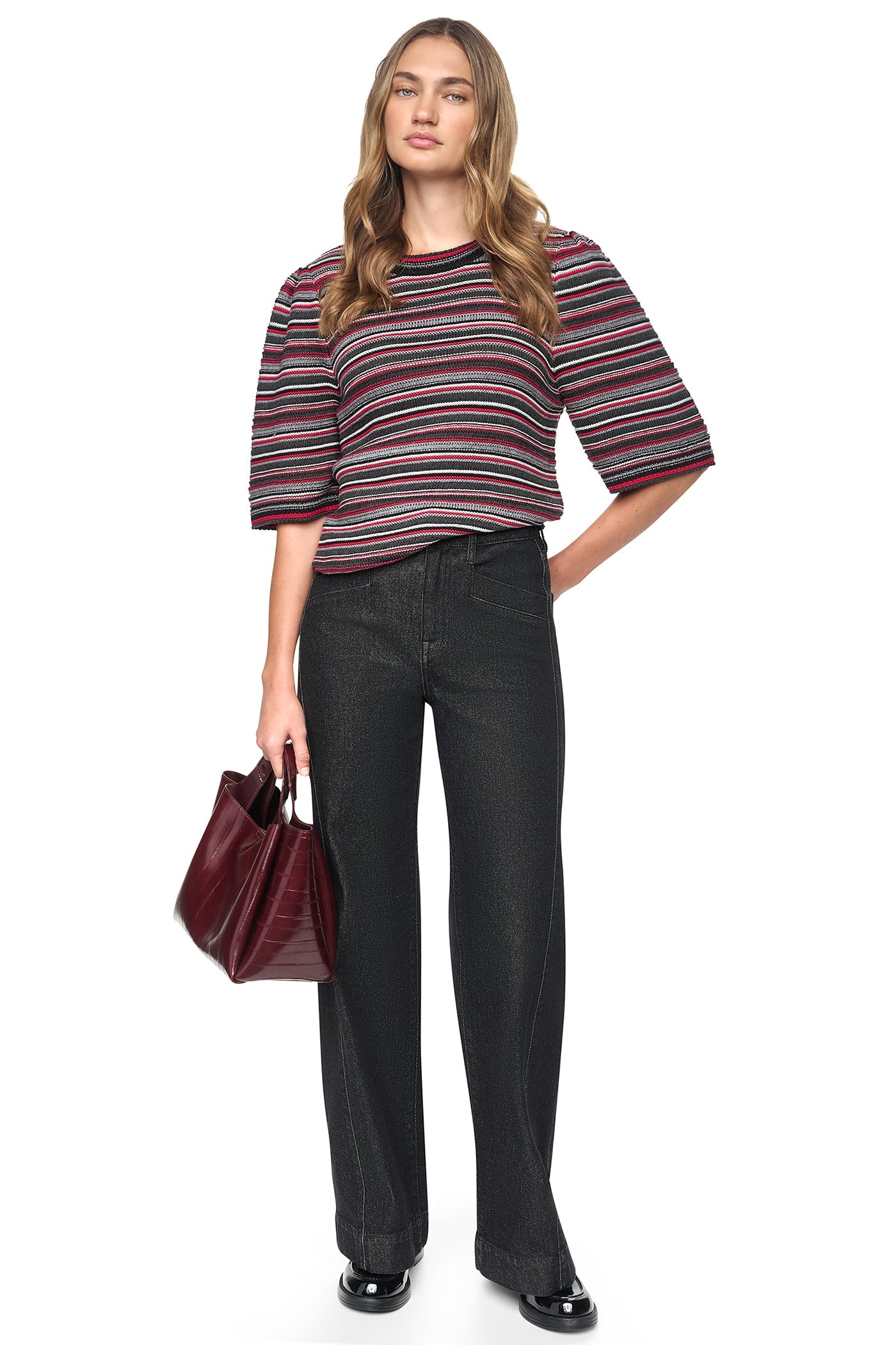 STRIPED RUGBY CREW NECK SWEATER