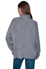 OVERSIZED MOCK NECK LOGO SWEATER