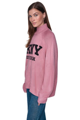 OVERSIZED MOCK NECK LOGO SWEATER