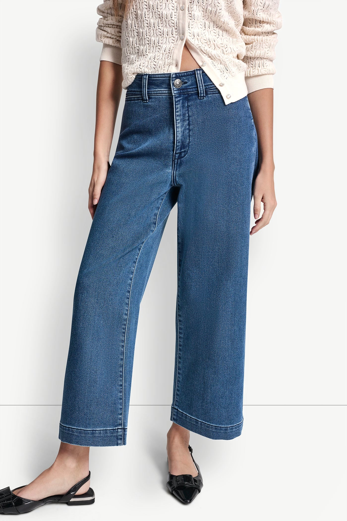 INDIGO TERRY CROPPED WIDE LEG