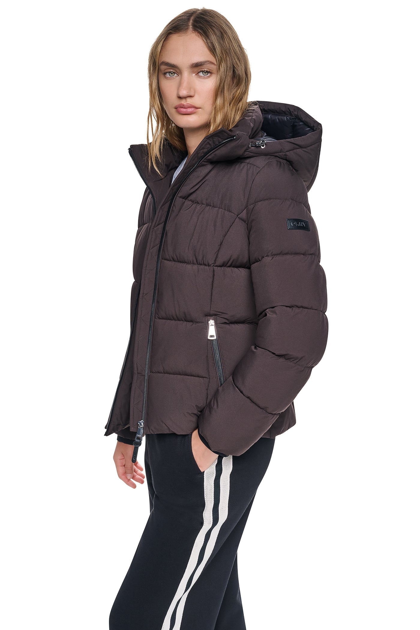 STRETCH HOODED PUFFER JACKET