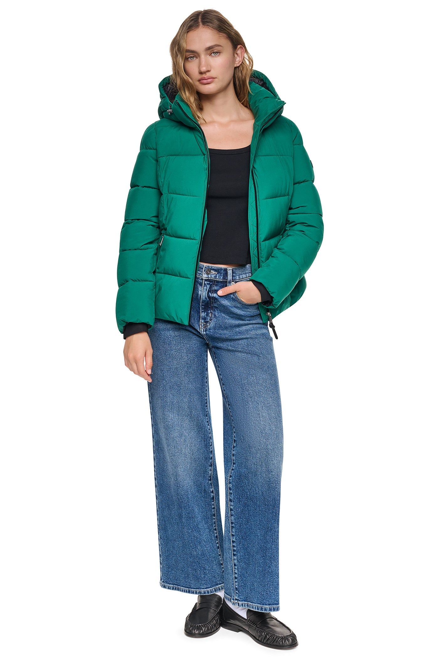 STRETCH HOODED PUFFER JACKET