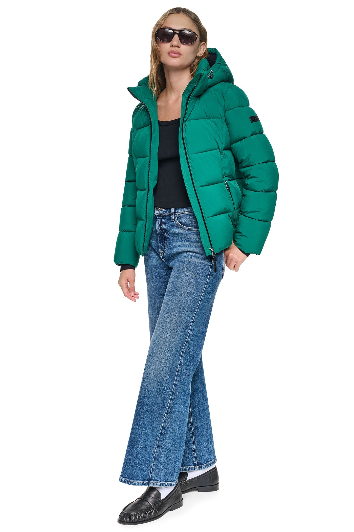 STRETCH HOODED PUFFER JACKET