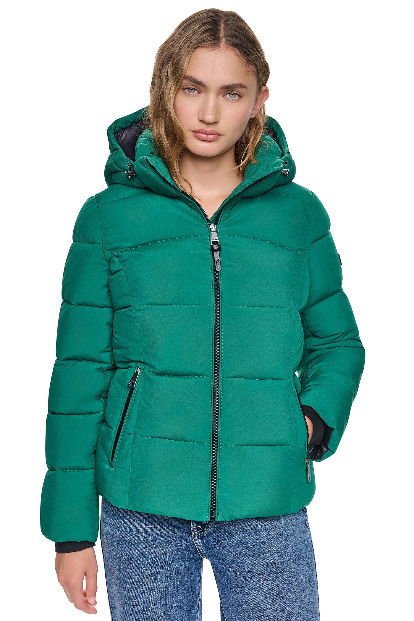 STRETCH HOODED PUFFER JACKET
